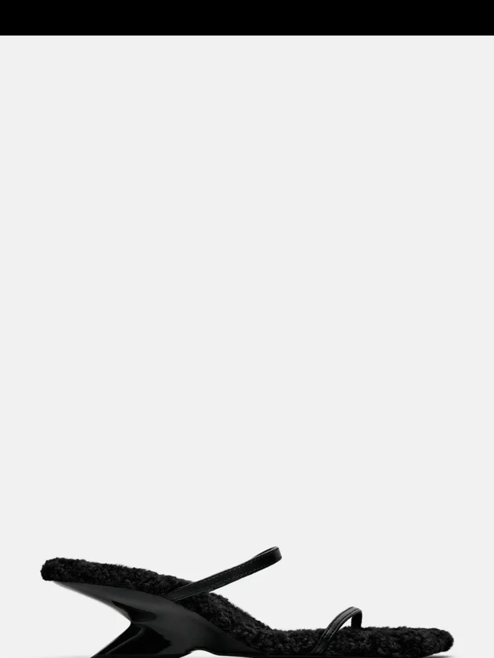 Zara Black Fuzzy Strap Mule wedge Sandals